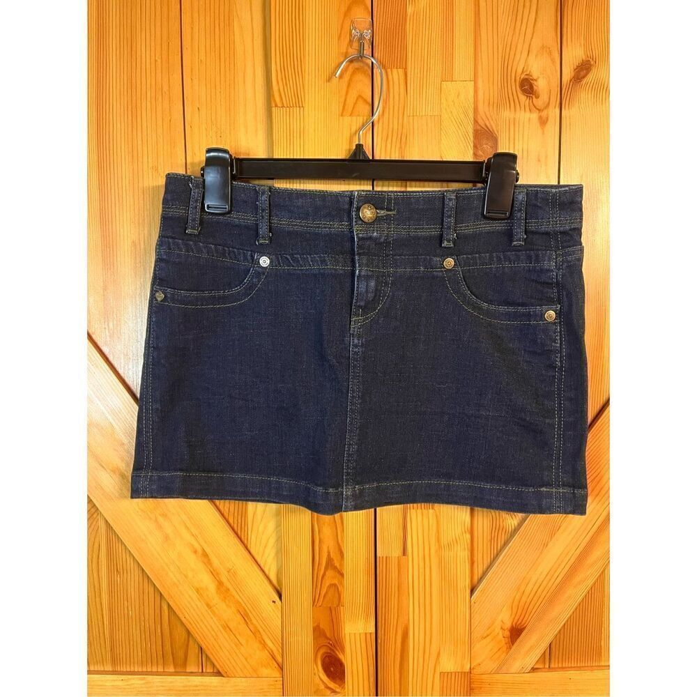Princess Vera Wang Jean Mini Skirt Size 7 Dark Wash Stretchy Pockets (3648)